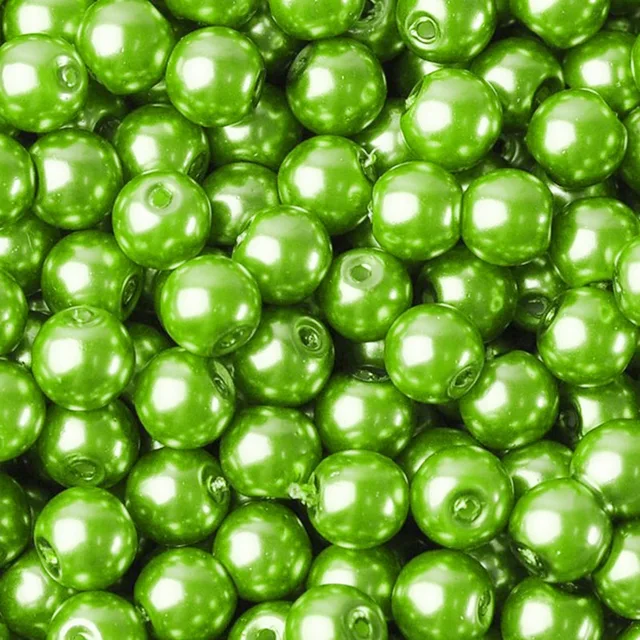 Lot Colors Round Pearl Coated Glass 4mm 6mm 8mm 10mm 12mm 14mm 16mm Loose Spacer Beads for Jewelry Making DIY Crafts Green