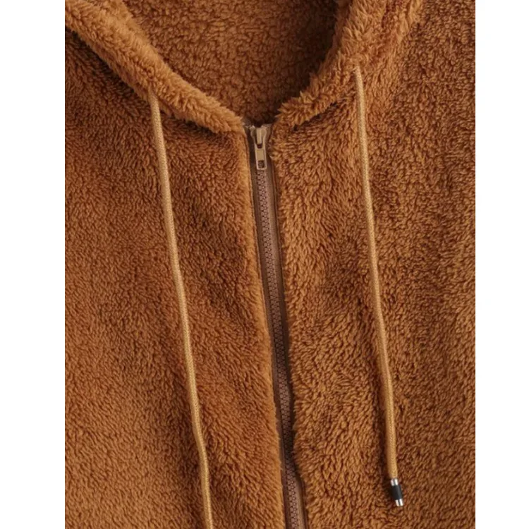 Europe And America Hot Selling Velvet Long-sleeve Zipper Hooded Coat