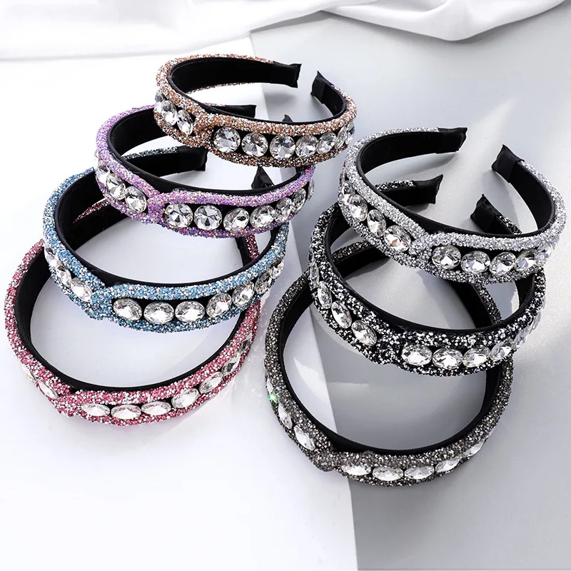 

Women Rhinestone Headbands Shiny Sequins Cross Hairbands Crystal Hair Hoop Bands Bezel Girls Hair Ornament Accessories