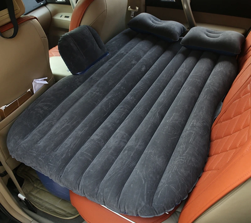 Автомобильный надувной матрас для путешествий, надувной матрас, универсальный для заднего сиденья, многофункциональный диван, напольный самоуправляемый коврик для кемпинга, подушка - Color Name: Black