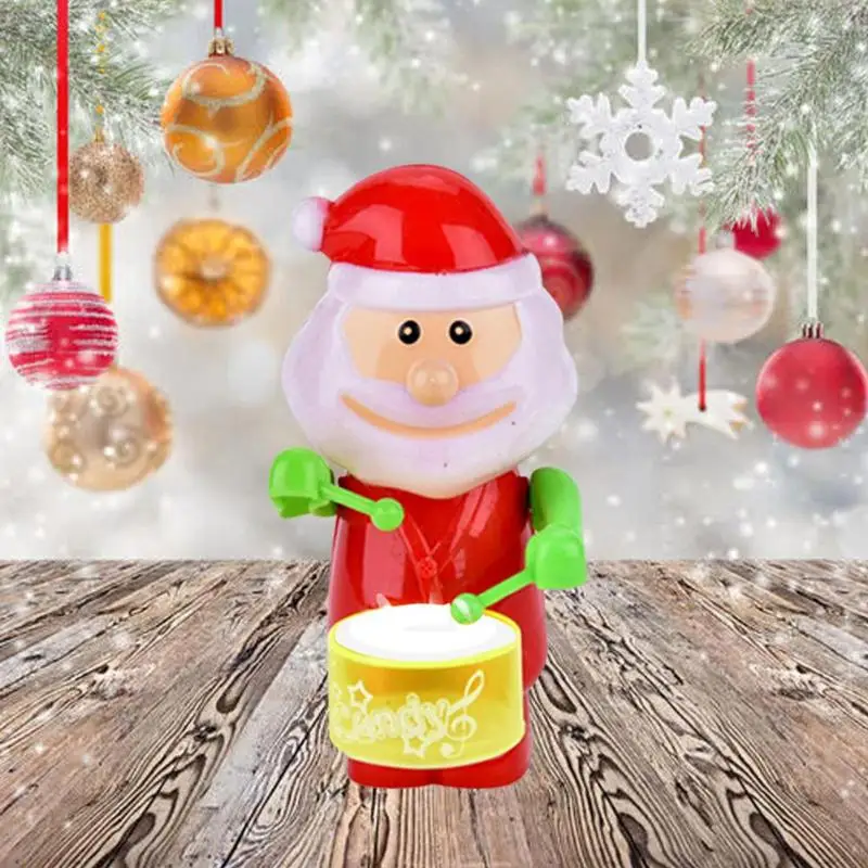 13*6 см игрушка-барабан Санта-Клаус кукла заводная игрушка пластик Электрический Рождественский светящийся подарок Забавный и мигающий светильник заводная игрушка