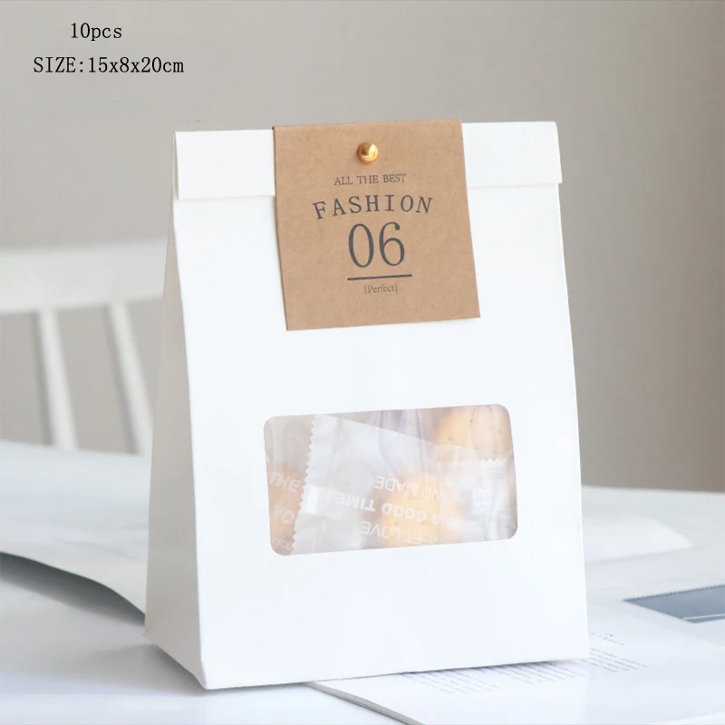 10pcs Slogan Graphic Packaging Bag, Portable Clear Cake Bag For Baking