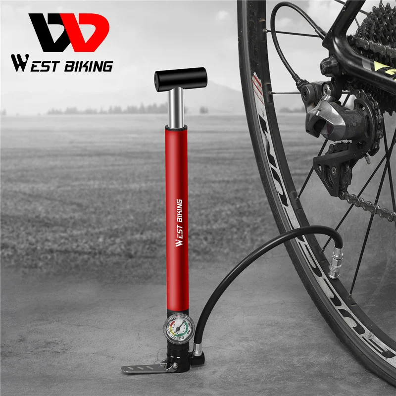 Велосипедный насос из WEST BIKING сплава шланг с манометром ручной ножной пол