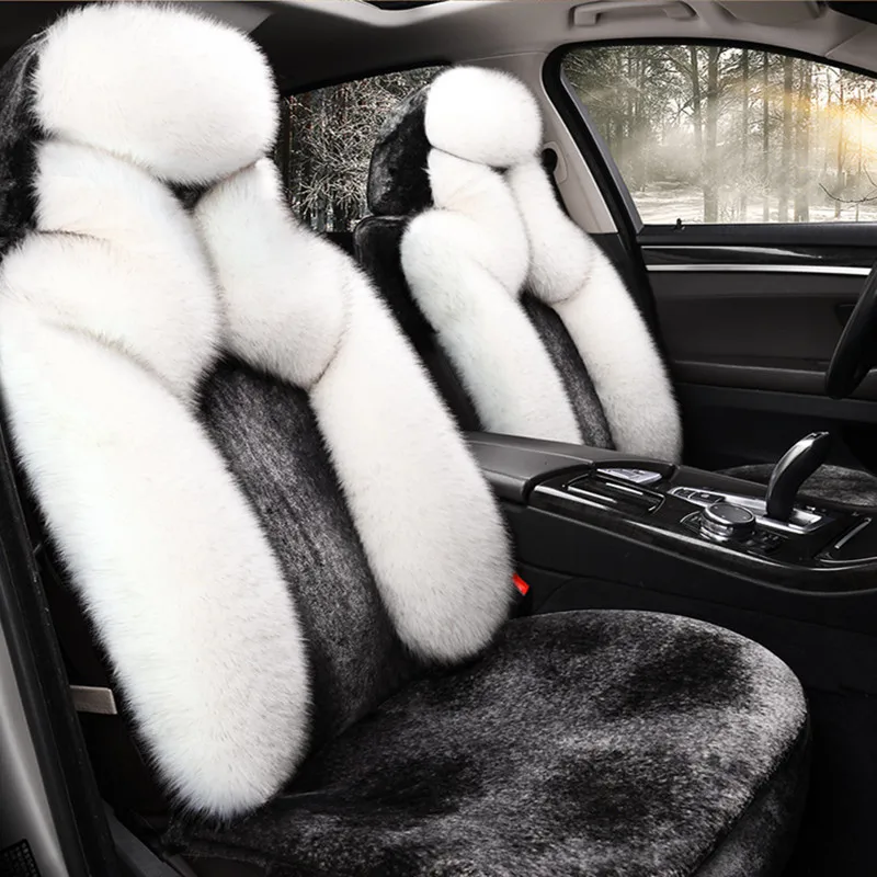Универсальная зимняя подушка для автомобиля, короткий плюшевый уплотненный чехол для сидения, флисовый чехол для сидения автомобиля, полный комплект подушек для сидения, аксессуары