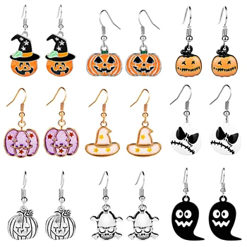 

240pair/lot Creative Funny Halloween Earrings Pumpkin Skeleton Dangle Drop Earrings Handmade DIY Jewelry