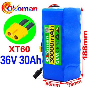 

36V 10S4P 30Ah 500W high capacity 42V 18650 lithium battery pack 30000mAh electric bicycle scooter with BMS XT60 Plug