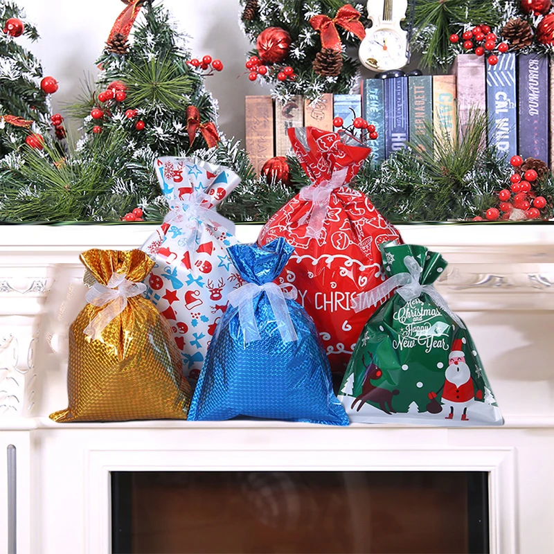 

30pcs Christmas Ribbon Gift Bags Wedding Party Candy Present Wrapping Storage Candy Bag Christmas Decorations