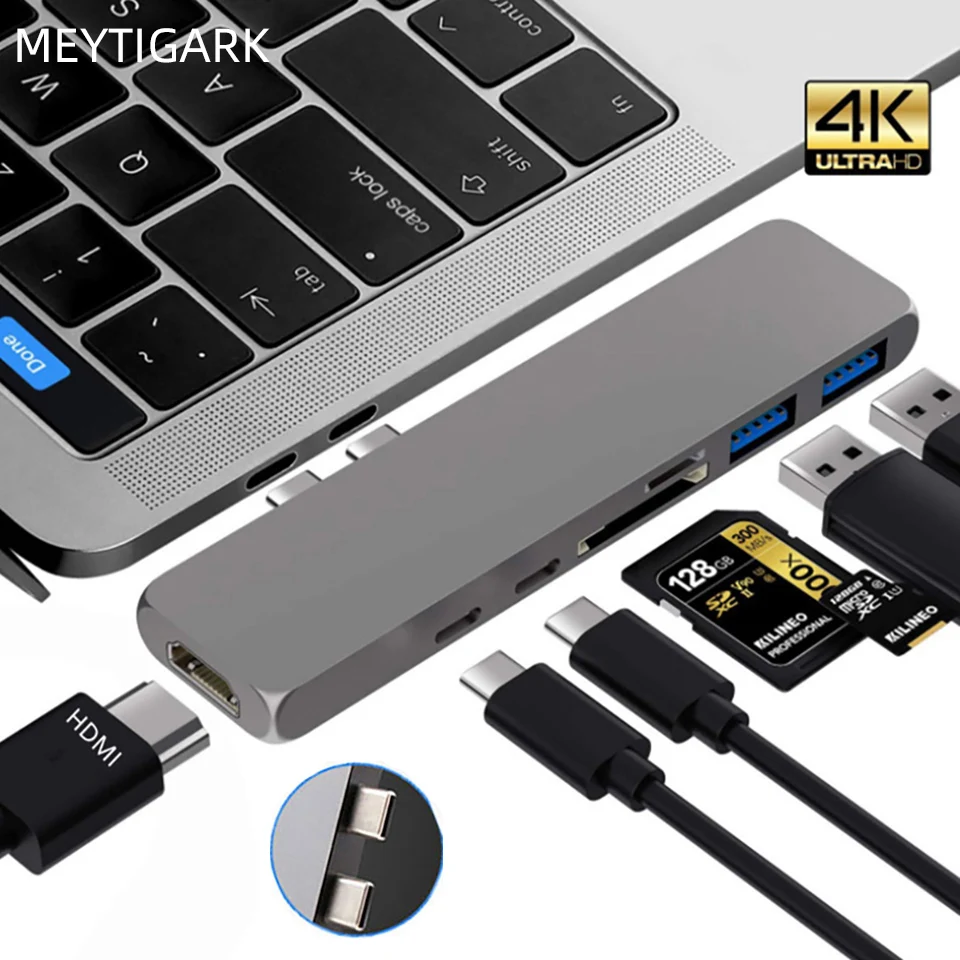 

Type C HUB To HDMI 4K Multi USB 3.1 USB3.0 Usb C Hub Adapter Splitter For MacBook Pro Air Dock 3 Port USB-C USB HUB Splitter