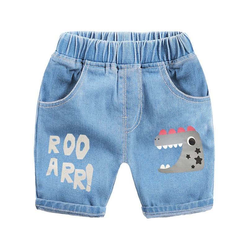 Pantalones cortos de tela vaquera para niños de 3 a 8 años, pantalón azul  con diseño de dinosaurio de dibujos animados, para verano|Vaqueros| -  AliExpress