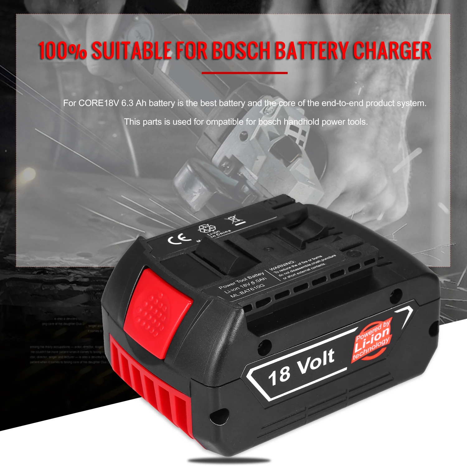 

18V 6000/5000/4000mAh Lithium Rechargeable Battery for Bosch Cordless Power Tools Battery with Lamp for Bosch