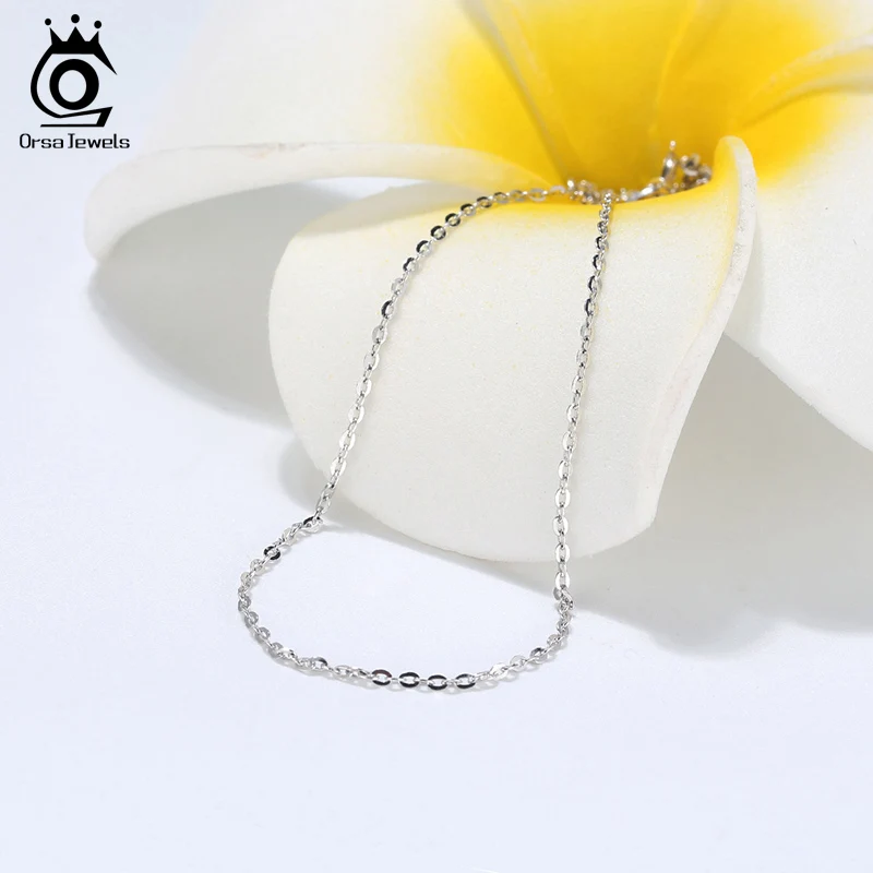 Silver Necklace 925 Sterling Silver Cable Chain Personalize Necklace 45 50 55cm For Women