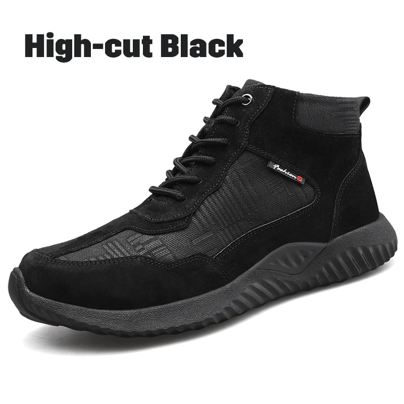 High-cut Black Промышленные рабочие ботинки; защитная обувь со стальным носком; неубиваемая обувь; Мужская дышащая Уличная обувь с защитой от Разбивания и проколов - Цвет: High-cut Black