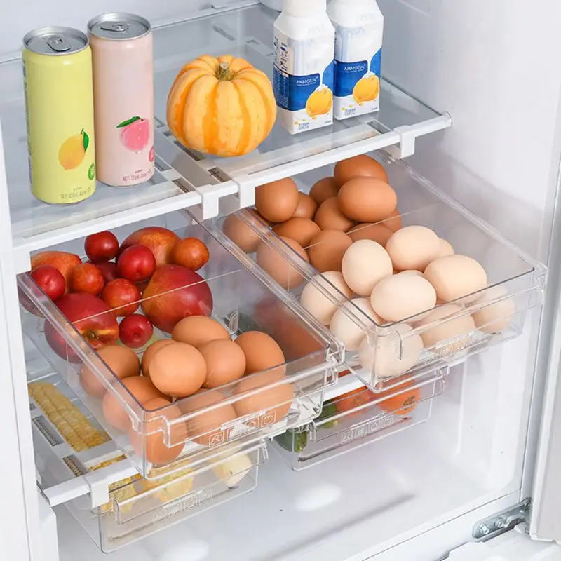 Kitchen Fridge Freezer Space Saver Organizer Drawer Refrigerator Storage Box Rack Slide Under Shelf Holder 30*17*9CM