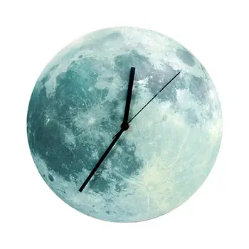 

30cm Glowing Moon Wall Clock Waterproof PVC Acrylic Luminous Hanging Clock Moon Clock Livingroom Bedroom Decor