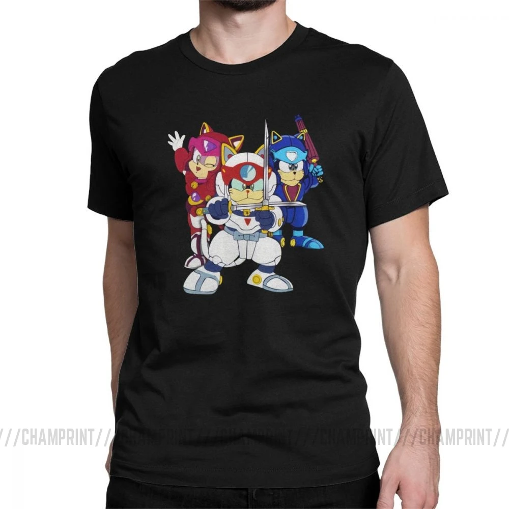 Уникальные цветные футболки Samurai Pizza Cats Group для мужчин, футболка с круглым вырезом из чистого хлопка, футболки с коротким рукавом, летняя одежда - Цвет: Черный