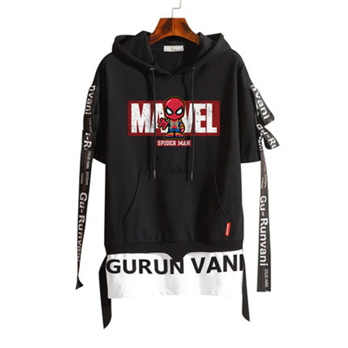 Spider Man1 Marvel The Avengers 4 Железный человек Человек-паук Дэдпул Халк светящийся Хэллоуин косплей костюм мужской короткий рукав футболка с капюшоном - Цвет: Spider Man1