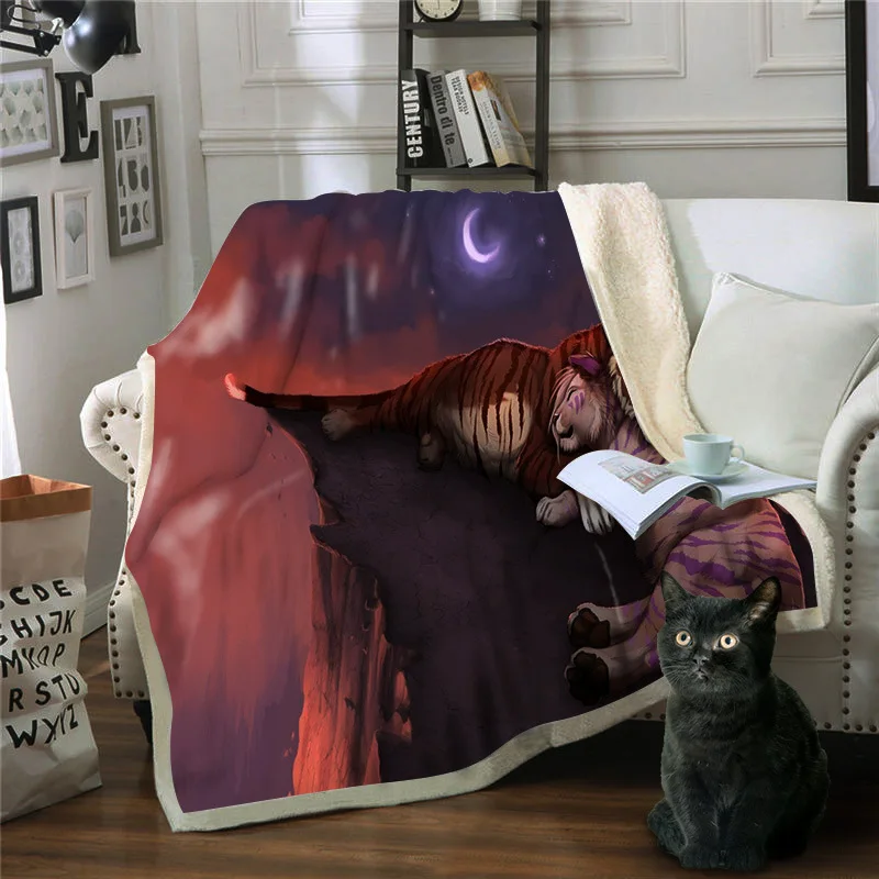 Тигр, олень серии двойное одеяло 3D печатных хлопок плюшевые одеяла, диваны покрытые одеяла, Сиеста одеяла, квадратное одеяло