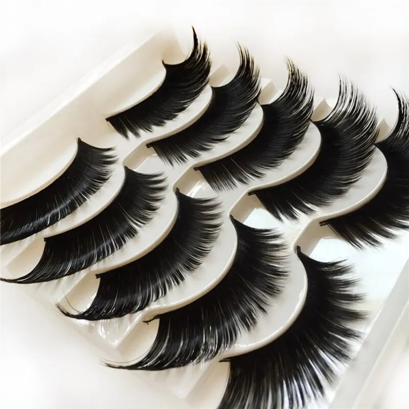 Shellhard 5 Pairs Eyelashes Natural False Eyelashes Comfortable Extra Long Thick Volume Eyelashes Fake Stage Eye Lashes