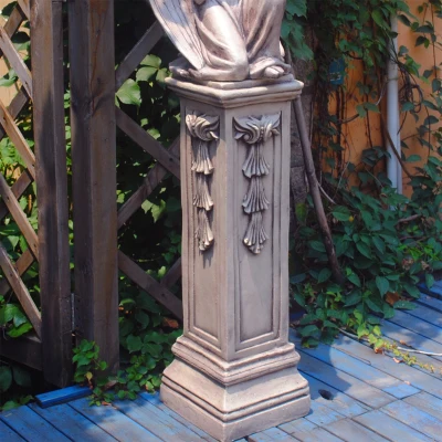 26X90CM Европейский ретро богиня, Ангел мраморная колонна Статуя Ангела искусства скульптура смолы ремесла открытый сад двора украшения R2969 - Цвет: 26X90CM