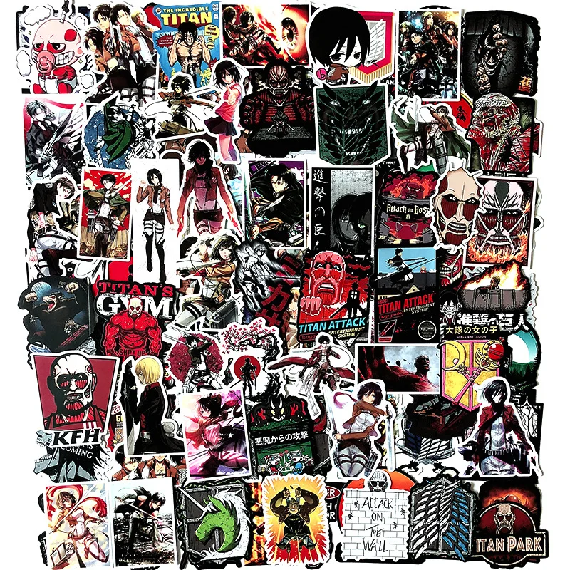 Stiker Attack on Titan 100 шт./компл. Alan Mikasa водонепроницаемый Stikers игрушка для автомобиля