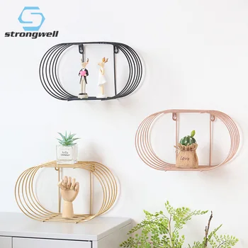 

Strongwell Nordic Oval Iron Wall Shelf Wall Hook Keys Rack Punch Free Wall Decoration Key Hook Home Decoration Accessories