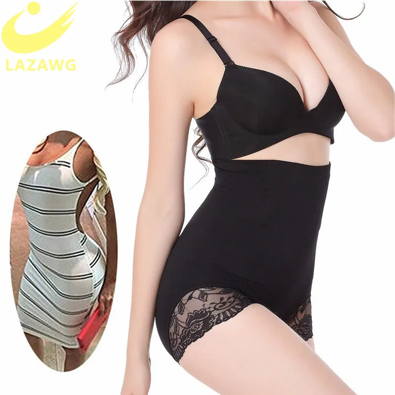 LAZAWG Tummy Control Panties with Lace High Waist Girdle Slimmer Lace Briefs Underwear Panty Slim Body Shaper Panties Shapewear