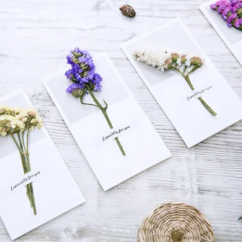 

20PCS Creative Thank You Cards Dry Flower Greeting Cards Blessing Cards Paper Festival Gifts Party Supplies (Assorted Color)