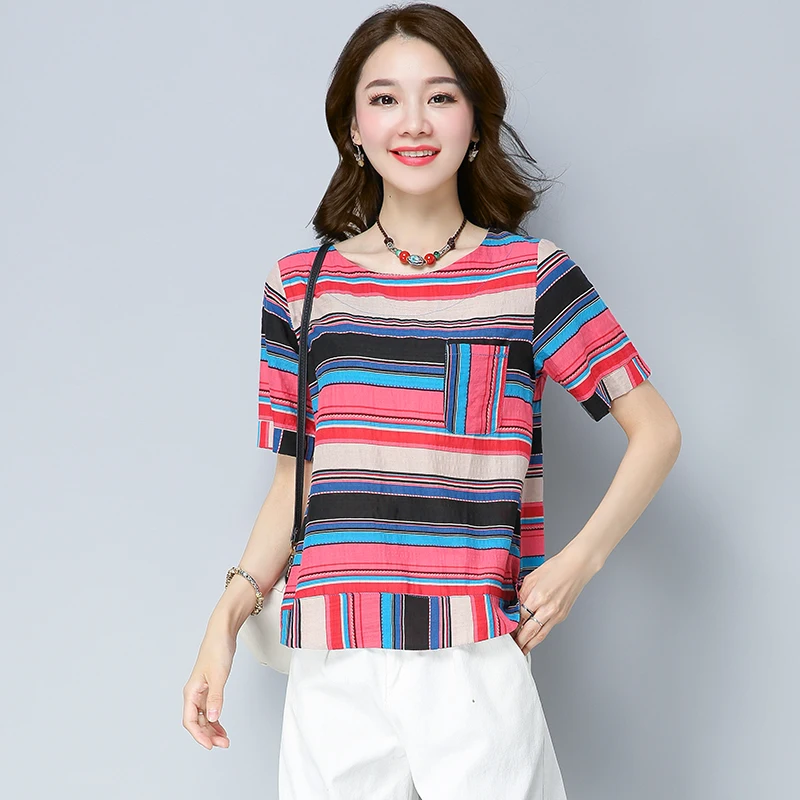 Preise Literatur und kunst stellt alte weisen runde kragen chromatische streifen baumwolle kurzarm T shirt