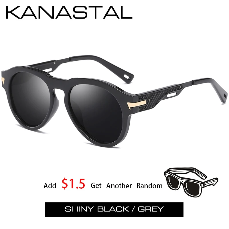 KANASTAL классические мужские поляризованные солнцезащитные очки Женские винтажные брендовые дизайнерские солнцезащитные очки ретро-оттенки очки Oculos de sol UV400 - Цвет линз: ShinyBlack2