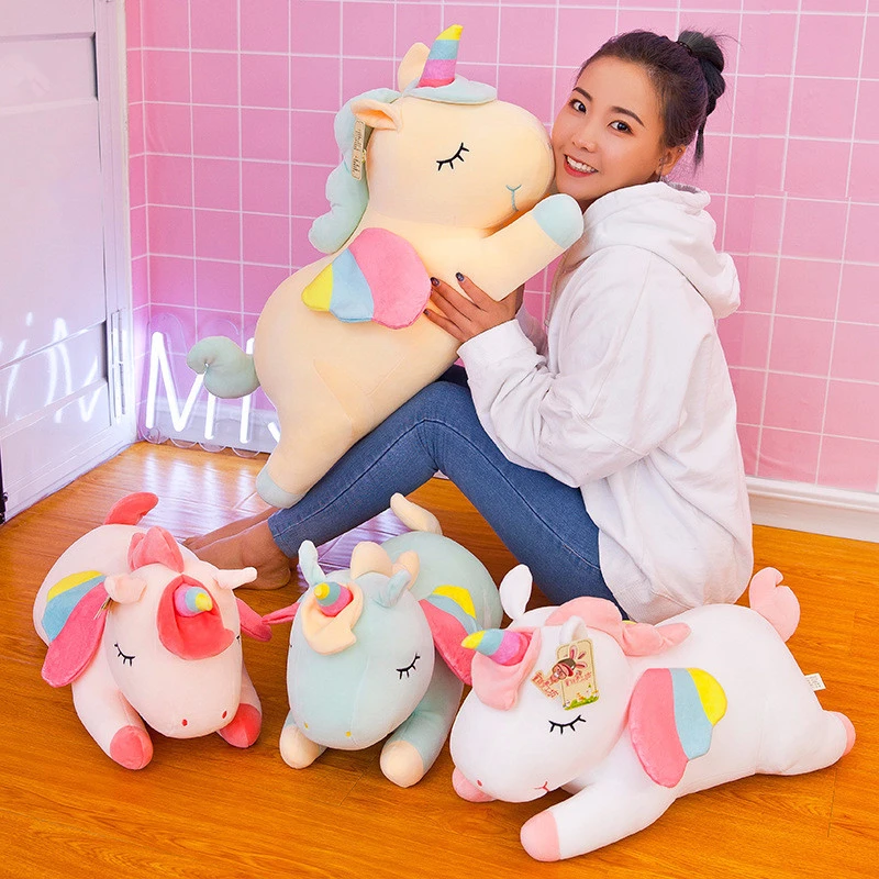 Kawaii лежащий Единорог Мягкие набивные животные плюшевые куклы игрушки Радуга