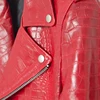 Mauroicardi Spring Red Crocodile Pattern Faux Leather Biker Jacket Long Sleeve Zipper Plus Size Designer Men Clothing 4xl 5xl 5