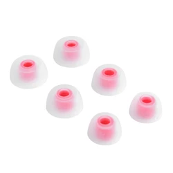 Premium Silicone Ear Tips - Universal Fit (6-Pack) - L-3Pairs (White and red)