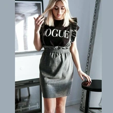 Модная женская прямая юбка на подтяжках, с высокой талией, с рюшами, зима, весна, юбки, комбинезоны, ремень, юбка-сарафан