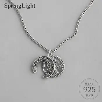 

Springlight Vintage English Portrait Coin Pendant Necklace Personality Creative Do The Old Necklace Antique 925 Choker for Gifts