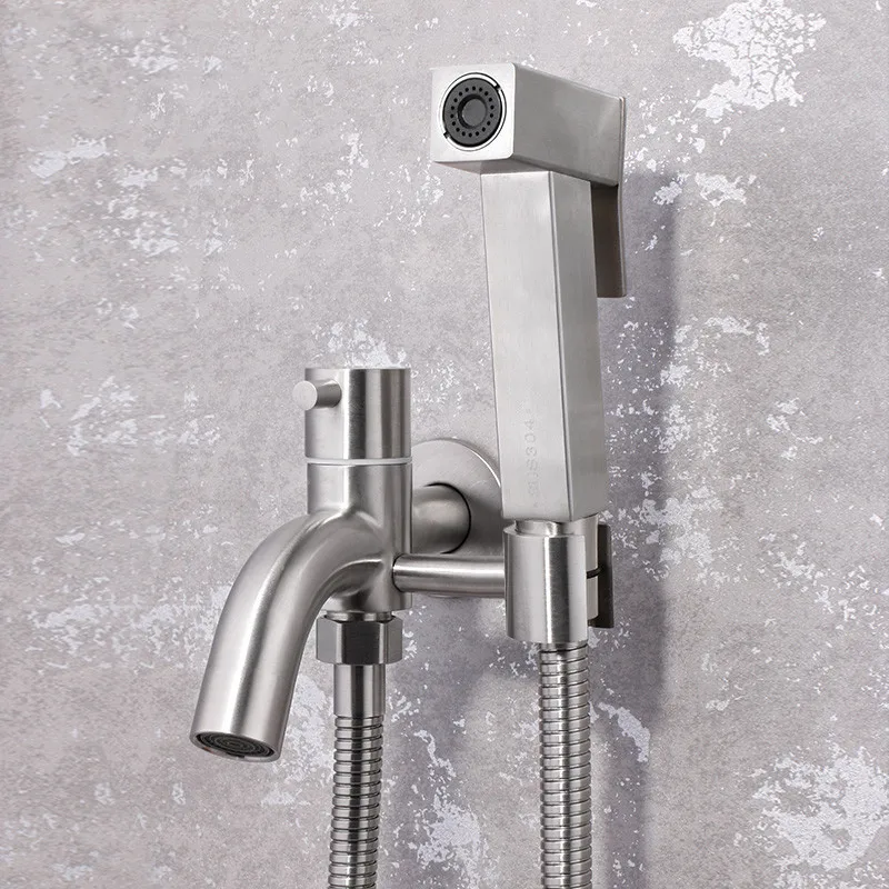 

Chrome Bathroom Bidet Faucets 304 Stainless Steel Cold Toilet Shower Blow-fed Spray Gun Nozzle Mixer Balcony Mop Pool Taps