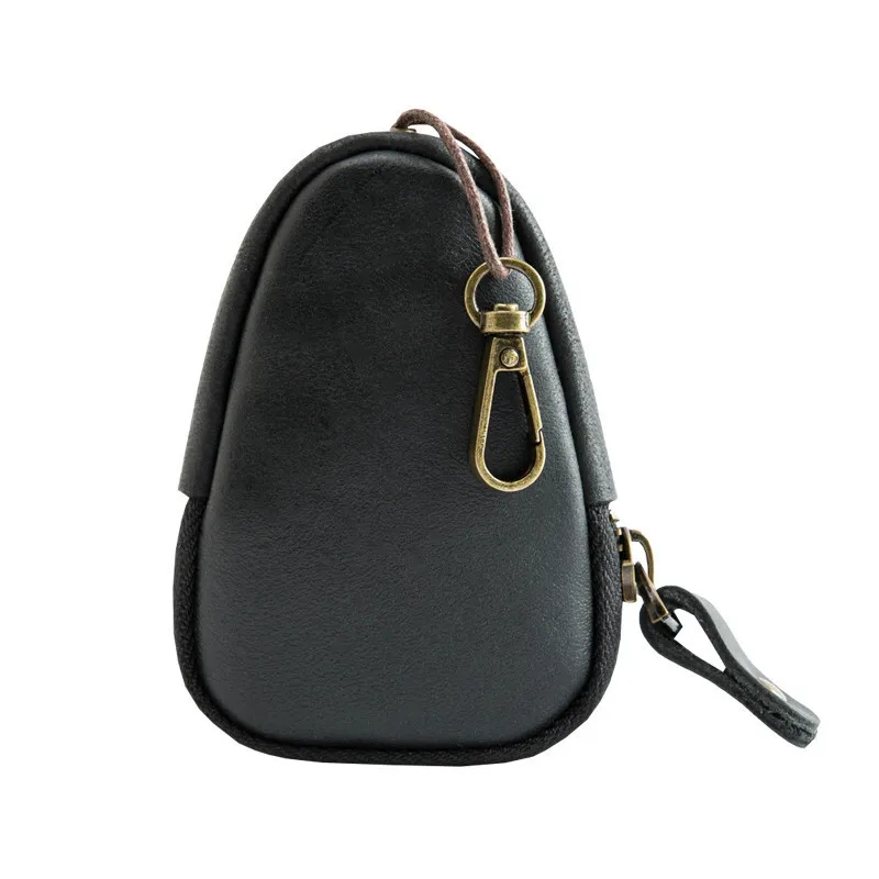 EDC Мини кошельки для ключей, держатель для мужчин, кошельки для монет, военная сумка из натуральной кожи, маленький карман, брелок на молнии, чехол, черный цвет