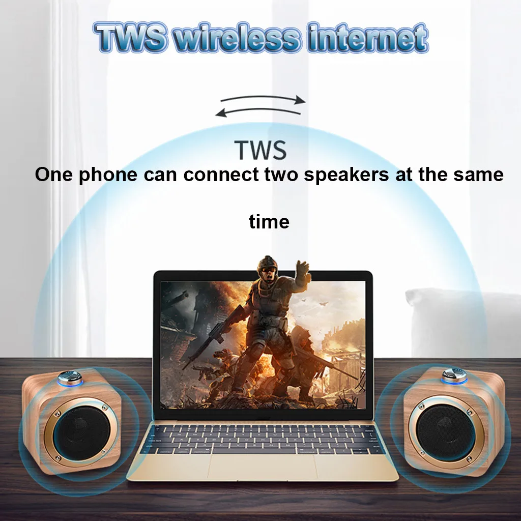 20 # HIFI портативный беспроводной динамик Blueteeth деревянный стереозвук сабвуфер