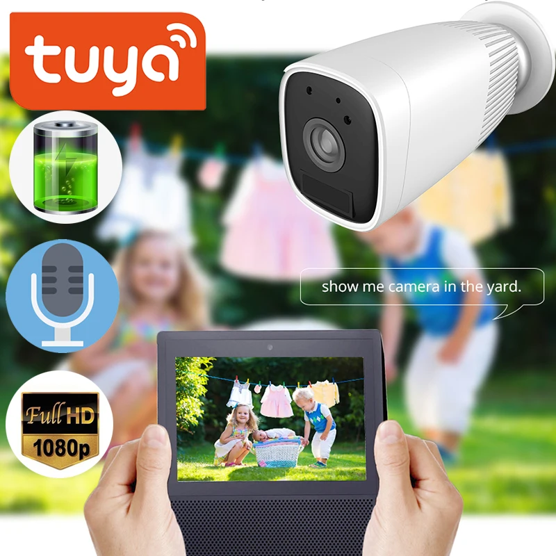 Tuay 1080P WIFI батарея камера IP наружная перезаряжаемая Беспроводная ip двухсторонняя