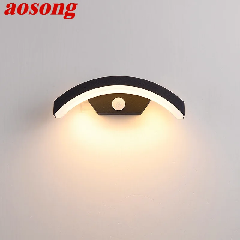 

AOSONG Outdoor Wall Lamp Fixture Patio Human Body Induction LED Waterproof Creative Decorative For Courtyard Balcony Garden