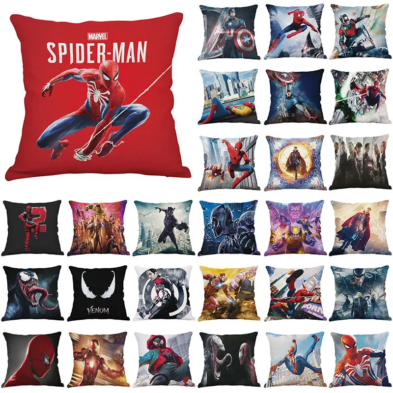 Marvel Warm Spiderman Pillowcases Printing Sofa Pillow Case Flannel Cushion Cover Venom Indoor Home Cars Decorations Party Gifts |