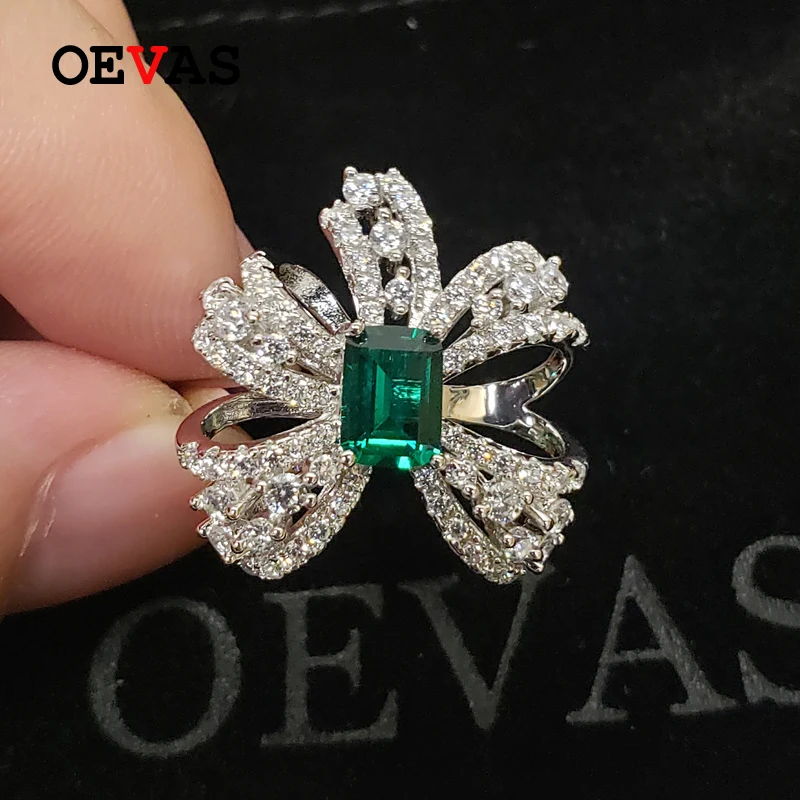 Oetas 1 карат настоящие лабораторные выращенные изумрудные кольца для женщин