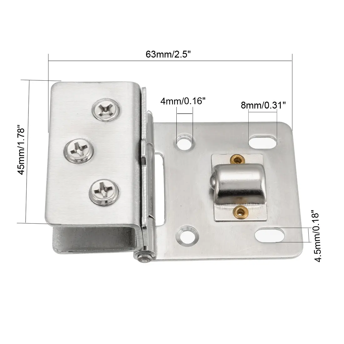 uxcell Fits 8-10mm Or 5-8mm Thick Glass Stainless Steel Drawing Glass Door Hinges Clamps Silver Tone