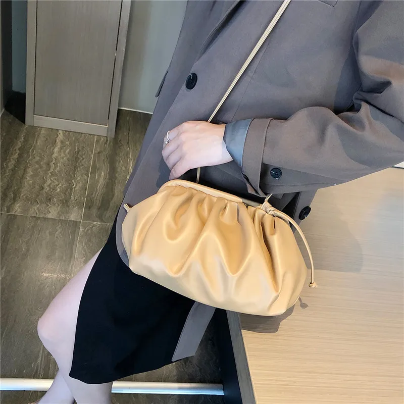 Модная женская сумка в виде облака со складками роскошные сумки женские сумки дизайнерские кожаные клатчи вечерняя сумочка Сумочка с рюшами