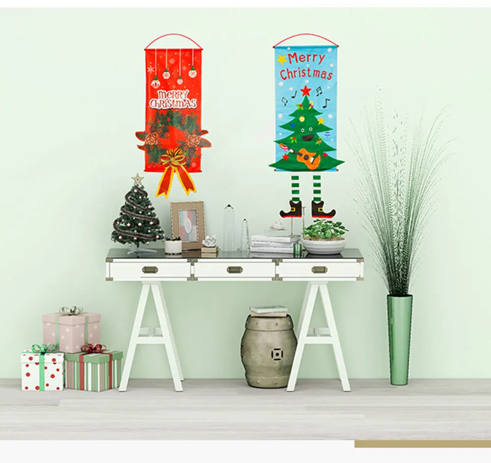 Christmas Decorations For Home Door Decor Christmas Hanging Ornaments Window Hanging Cloth Christmas Gifts New Year C1484 e