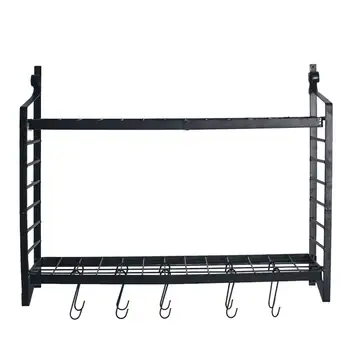 

1 Set Pot Rack 2-Tiered High Quality Prime Sturdy Wall Mounted Durable Organizer for Kitchen