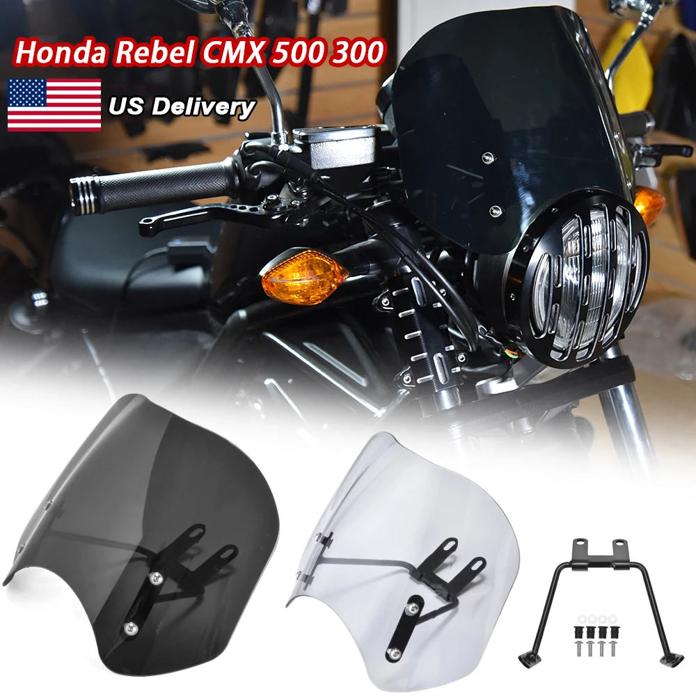 Motorcycle Windscreen Windshield W Bracket For Honda Rebel Cmx 500 300 17 21 Cmx300 Cmx500 Flyscreen Wind Deflector Windscreens Wind Deflectors Aliexpress