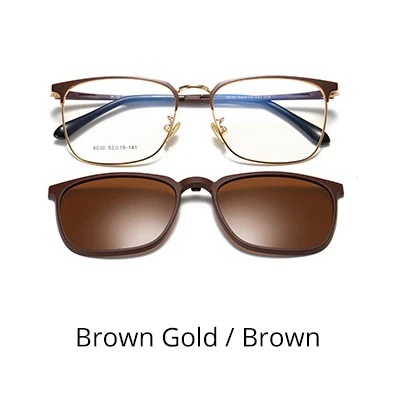 TWO Oclock Clip On Glasses Frames Magnetic Sunglass Clips Polar Optics Men 2 In 1 TR90 Sun Glasses Women Optical 0 Degree Z8030 - Цвет оправы: Brown Gold-Brown