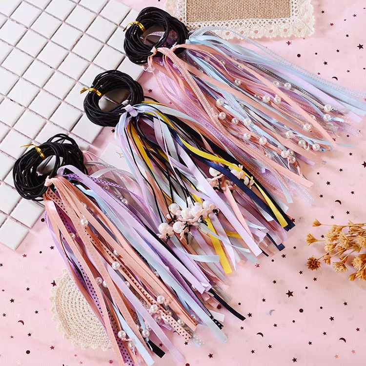 Faixas de Cabelo Lote Faça Você Mesmo Simples Multi Longas Fita Bowknot Elasticidade Elástico Pérola Hair Styling Ferramentas Acessórios Ha1097 200 Pçs –