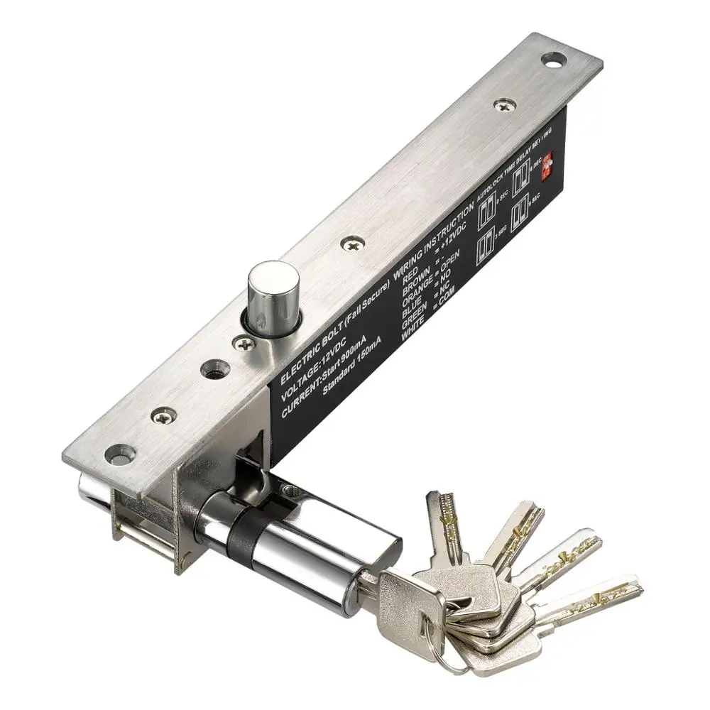 

Fail Secure NO electric drop bolt lock with lock cylinder key for main entrance entry door lock with keys timer delay