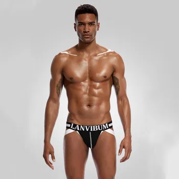 

Sexy Gay Mens Underwear G-strings Jockstraps Breathable Cotton Men Underpants Pure Solid Panties Lingerie Man Thong Male Briefs
